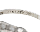 1930's Art Deco 1.30 CTW Diamond Platinum Geometric Engagement Ring Wilson's Estate Jewelry