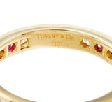 Tiffany & Co. 1990's 1.20 CTW Diamond Ruby 18 Karat Yellow Gold Vintage Eternity Channel Band Ring Wilson's Estate Jewelry