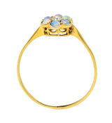 Victorian Opal Diamond 9 Karat Yellow Gold Antique Flower Cluster Ring