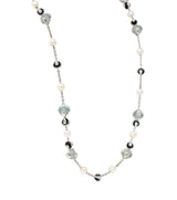 Marina B. 3.89 CTW Diamond Onyx Pearl Moonstone 18 Karat White Gold Necklace