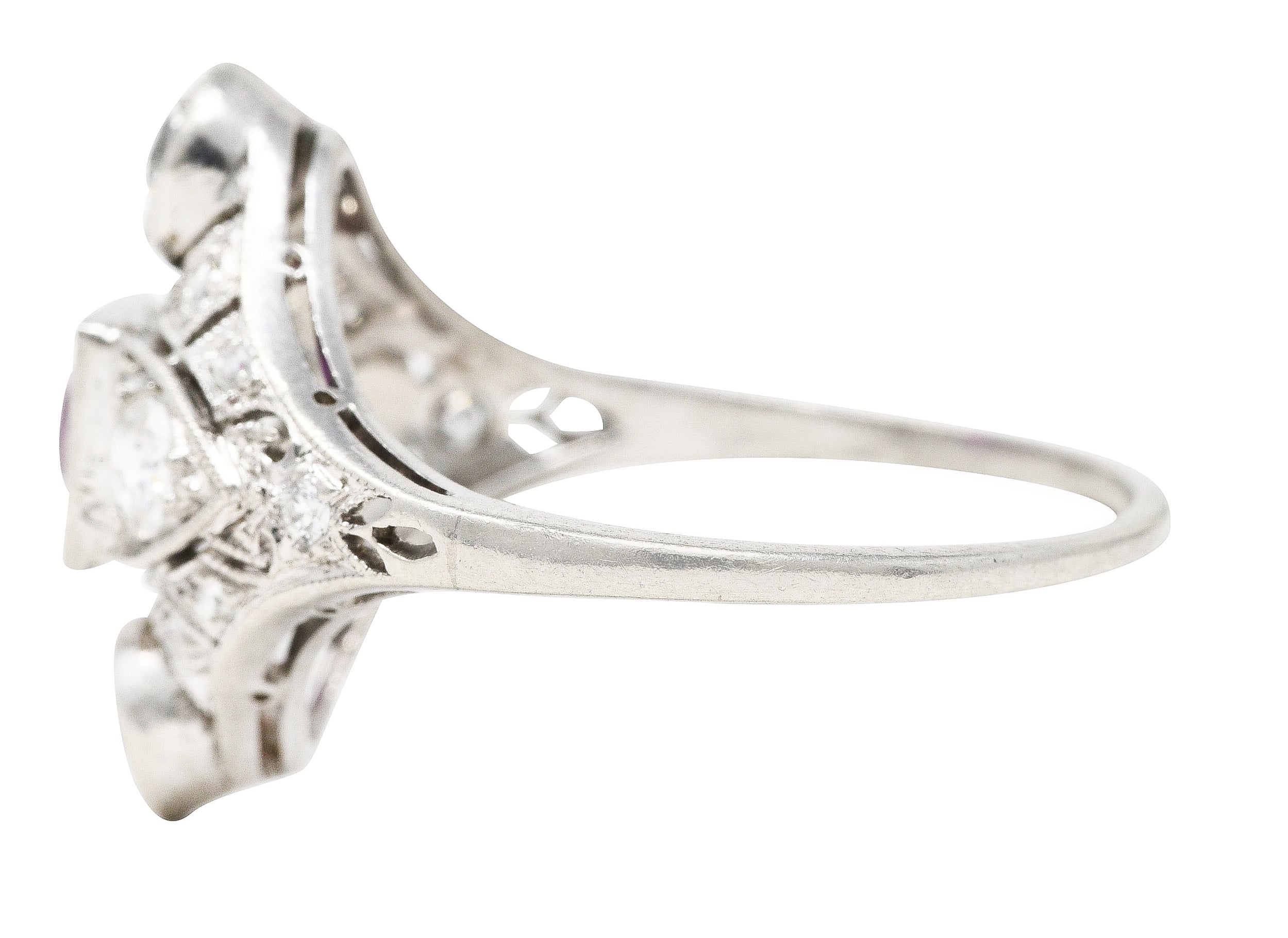 Art Deco 2.12 CTW No Heat Burma Ruby Diamond Platinum Dinner Ring GIA Wilson's Estate Jewelry