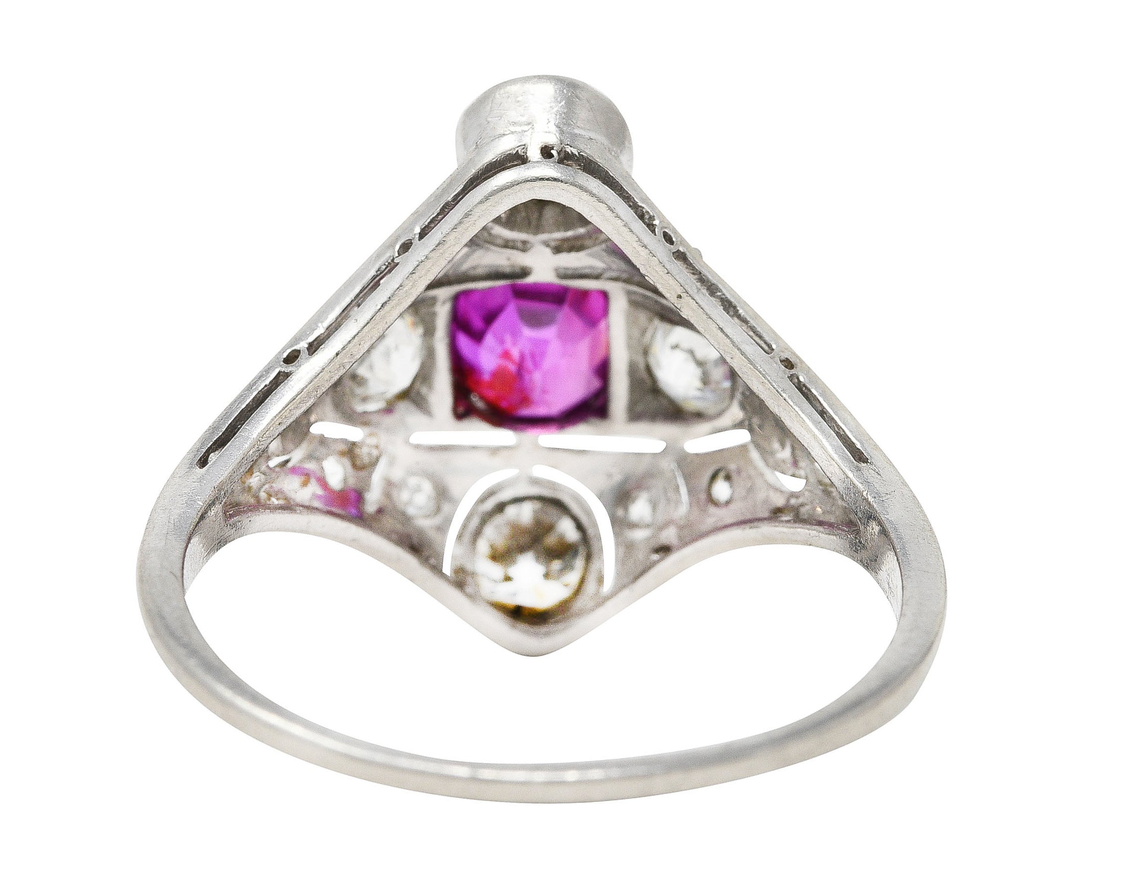 Art Deco 2.12 CTW No Heat Burma Ruby Diamond Platinum Dinner Ring GIA Wilson's Estate Jewelry