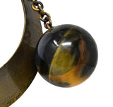 Art Smith 1950's Modernist Tiger's Eye Brass Sphere Vintage Collar Necklace