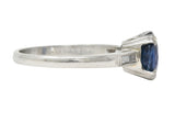 Mid Century 2.96 CTW No Heat Sapphire Diamond Platinum Three Stone Ring GIA