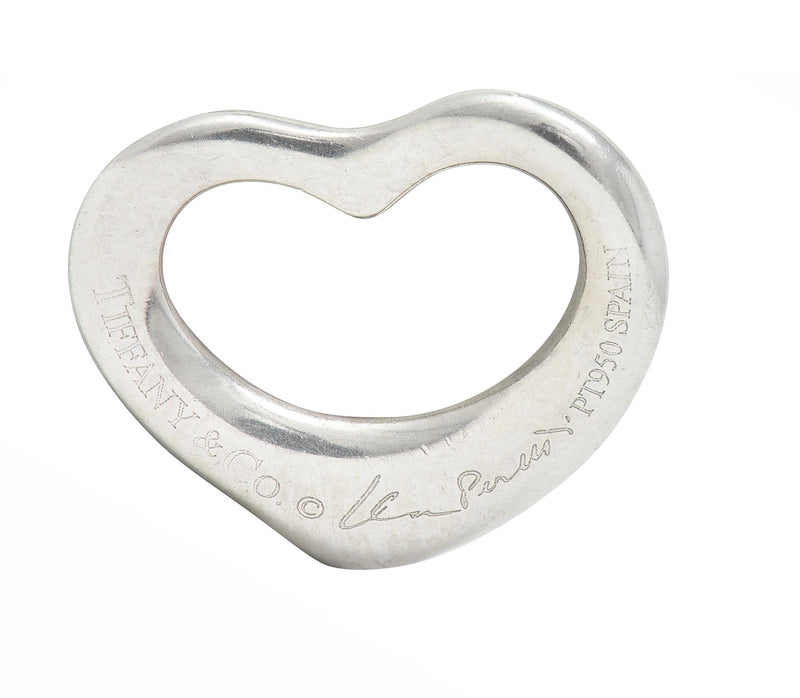 Elsa Peretti Tiffany & Co. Diamond Platinum Open Heart Pendant Necklace
