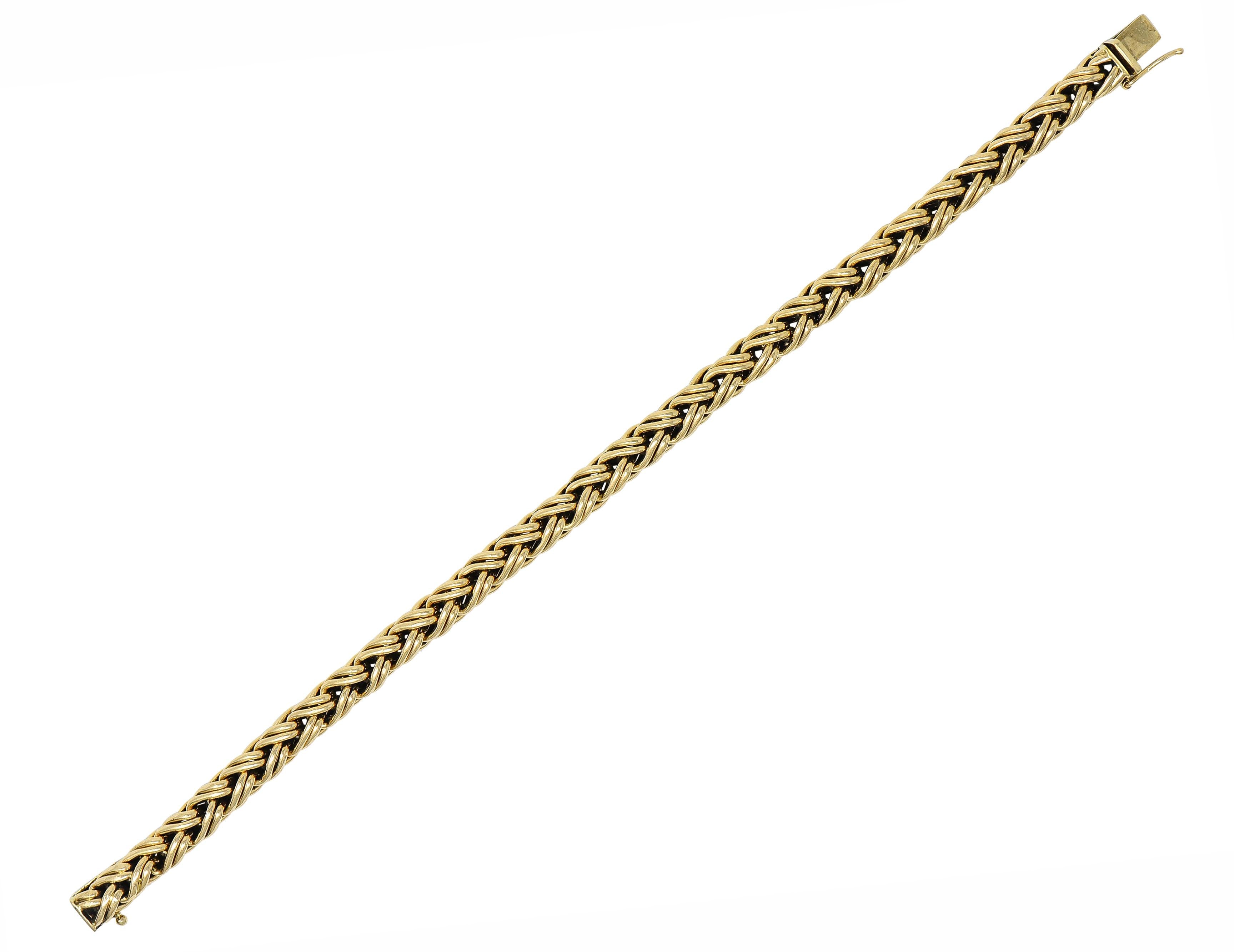Tiffany & Co. 1990's 14 Karat Yellow Gold Russian Weave Vintage Chain Bracelet