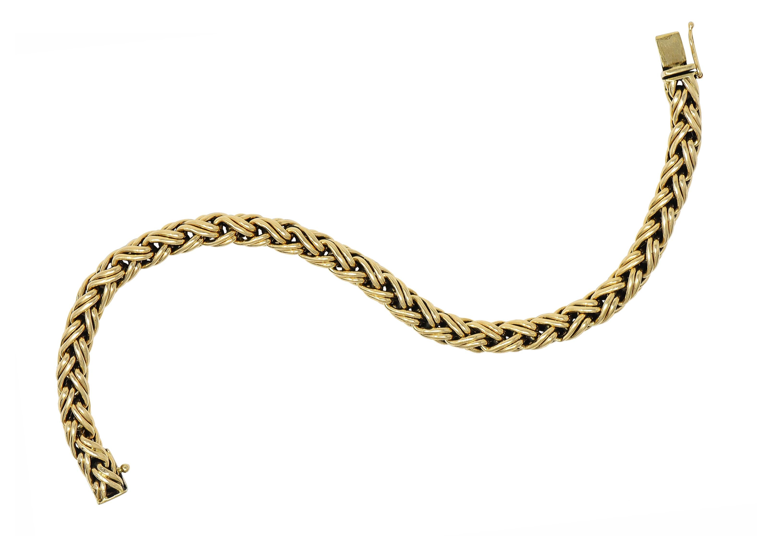 Tiffany & Co. 1990's 14 Karat Yellow Gold Russian Weave Vintage Chain Bracelet