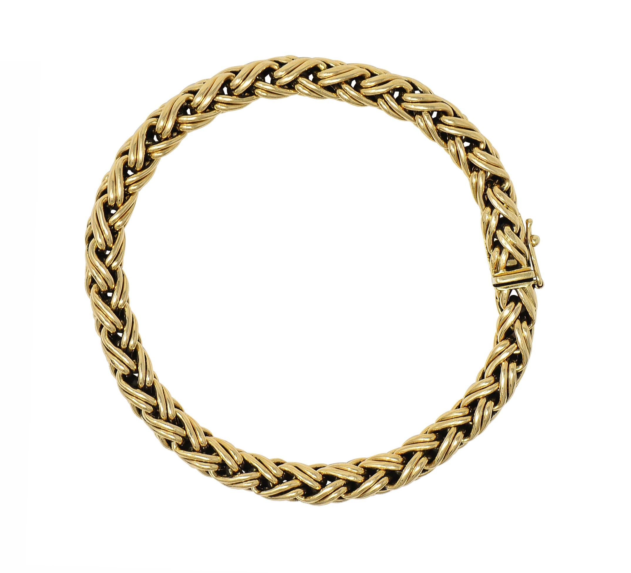 Tiffany & Co. 1990's 14 Karat Yellow Gold Russian Weave Vintage Chain Bracelet