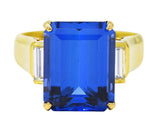 Vintage 9.10 CTW Tanzanite Diamond 18 Karat Yellow Gold Gemstone Ring Wilson's Estate Jewelry