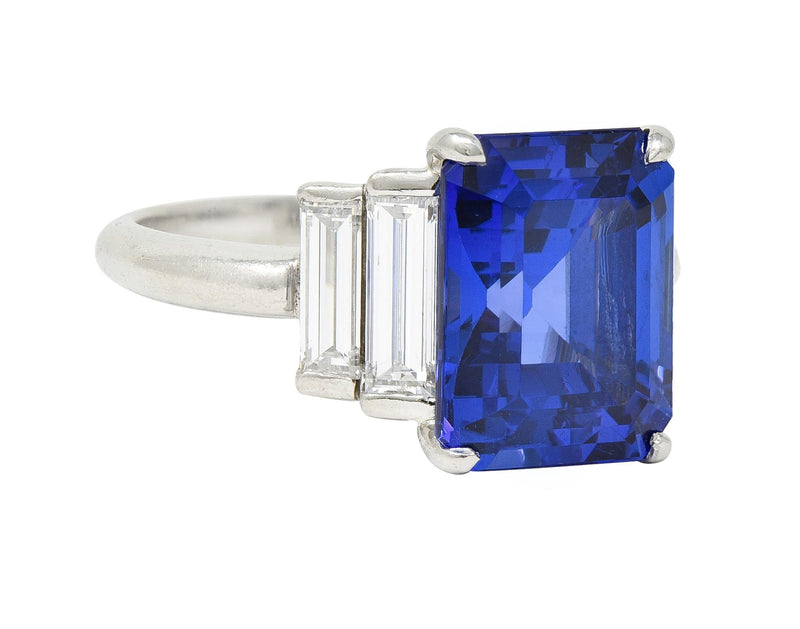 Tiffany & Co. 7.92 CTW Tanzanite Diamond Platinum Stepped Vintage Cocktail Ring