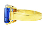 Vintage 9.10 CTW Tanzanite Diamond 18 Karat Yellow Gold Gemstone Ring Wilson's Estate Jewelry