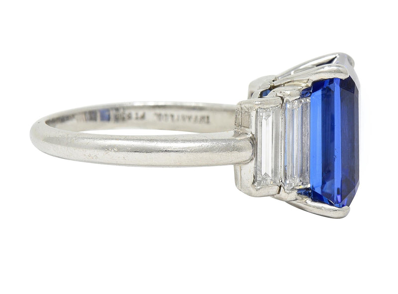 Tiffany & Co. 7.92 CTW Tanzanite Diamond Platinum Stepped Vintage Cocktail Ring