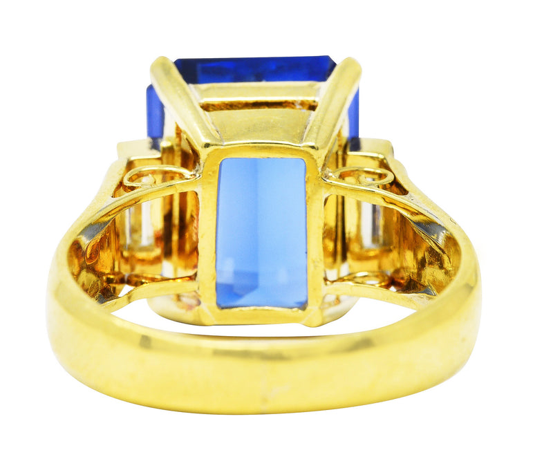 Vintage 9.10 CTW Tanzanite Diamond 18 Karat Yellow Gold Gemstone Ring Wilson's Estate Jewelry