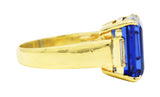 Vintage 9.10 CTW Tanzanite Diamond 18 Karat Yellow Gold Gemstone Ring Wilson's Estate Jewelry