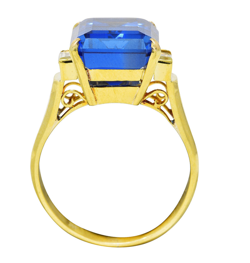 Vintage 9.10 CTW Tanzanite Diamond 18 Karat Yellow Gold Gemstone Ring Wilson's Estate Jewelry