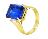 Vintage 9.10 CTW Tanzanite Diamond 18 Karat Yellow Gold Gemstone Ring Wilson's Estate Jewelry