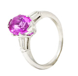 Vintage 2.83 CTW No Heat Pink Sapphire Diamond Platinum Gemstone Ring GIA Wilson's Estate Jewelry