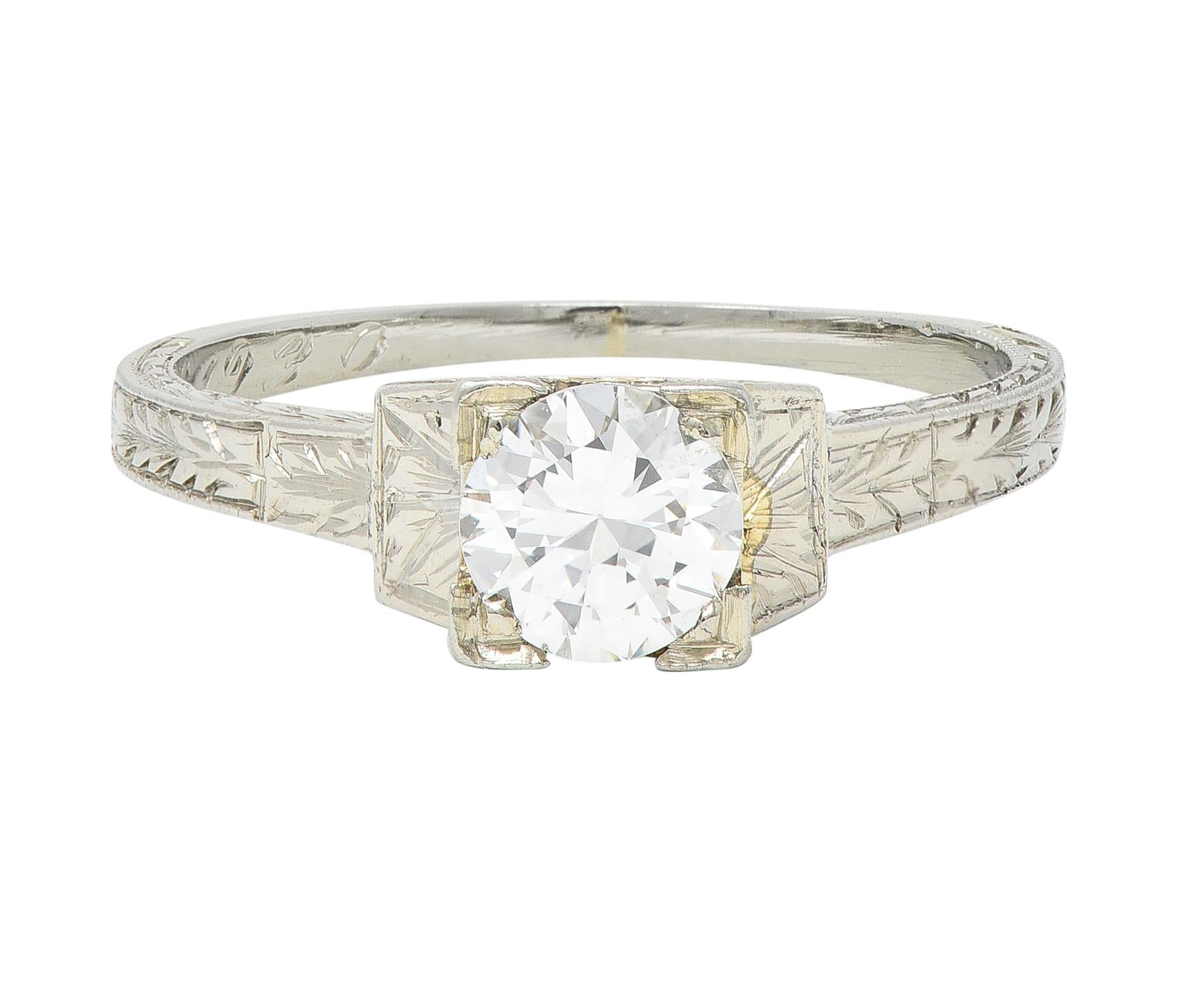 1930s Art Deco 0.40 CTW Old European Cut Diamond 18 Karat Gold Engagement Ring