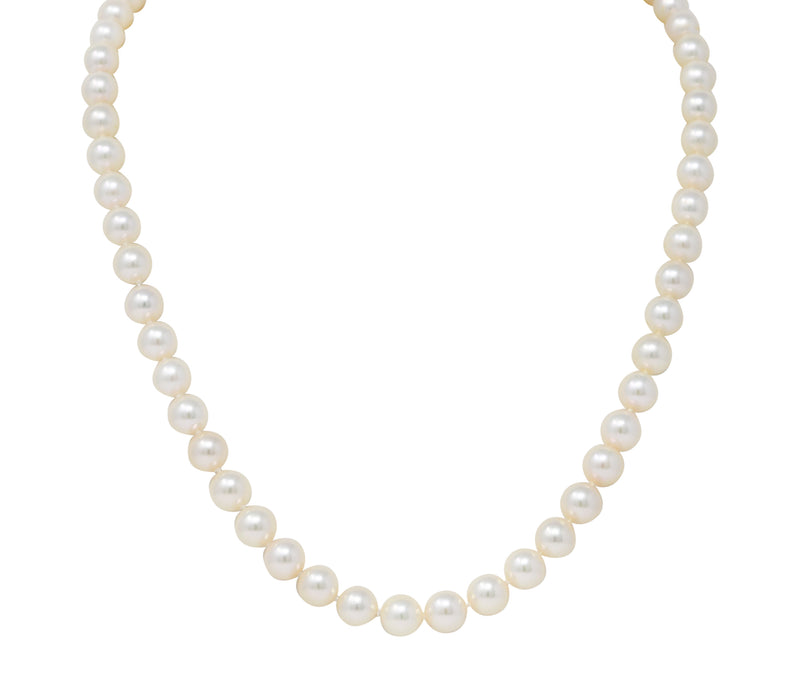Mikimoto Diamond Cultured Pearl 18 Karat Gold Strand NecklaceNecklace - Wilson's Estate Jewelry