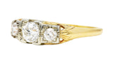 1920's Art Deco 0.60 CTW Diamond 14 Karat Two-Tone Three Stone Ring Wilson's Estate Jewelry