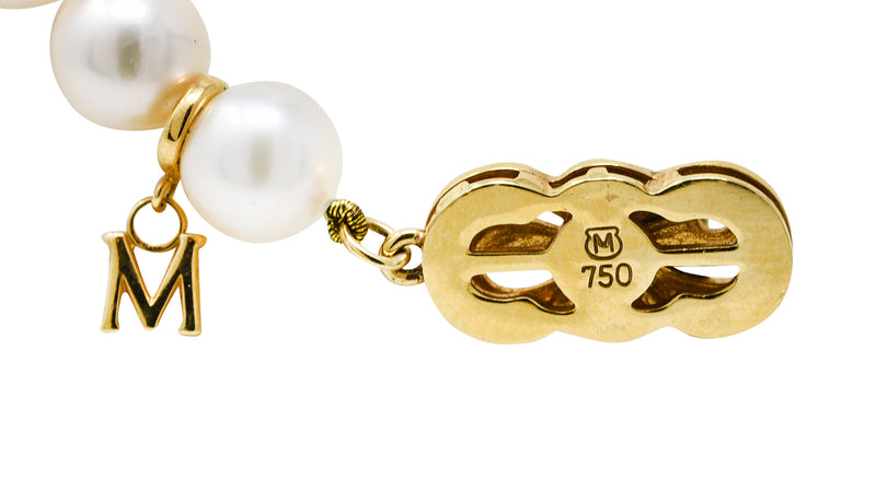 Mikimoto Diamond Cultured Pearl 18 Karat Gold Strand NecklaceNecklace - Wilson's Estate Jewelry