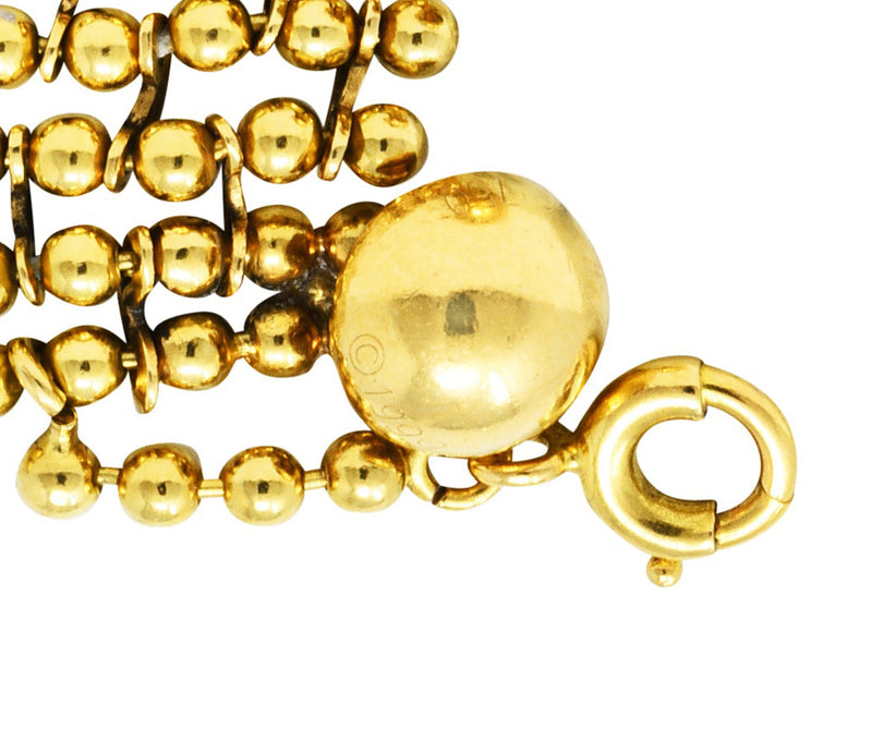 1999 Cartier 18 Karat Gold Bead Draperie Multi-Strand BraceletNecklace - Wilson's Estate Jewelry