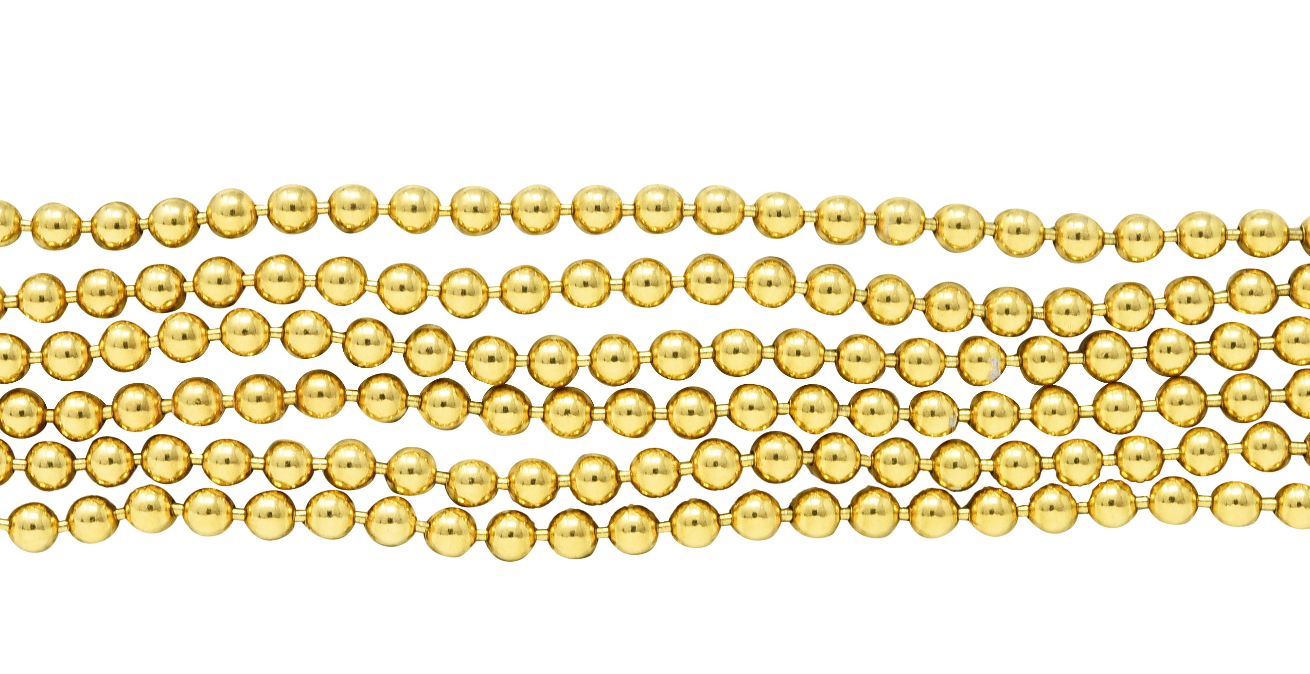 1999 Cartier 18 Karat Gold Bead Draperie Multi-Strand BraceletNecklace - Wilson's Estate Jewelry