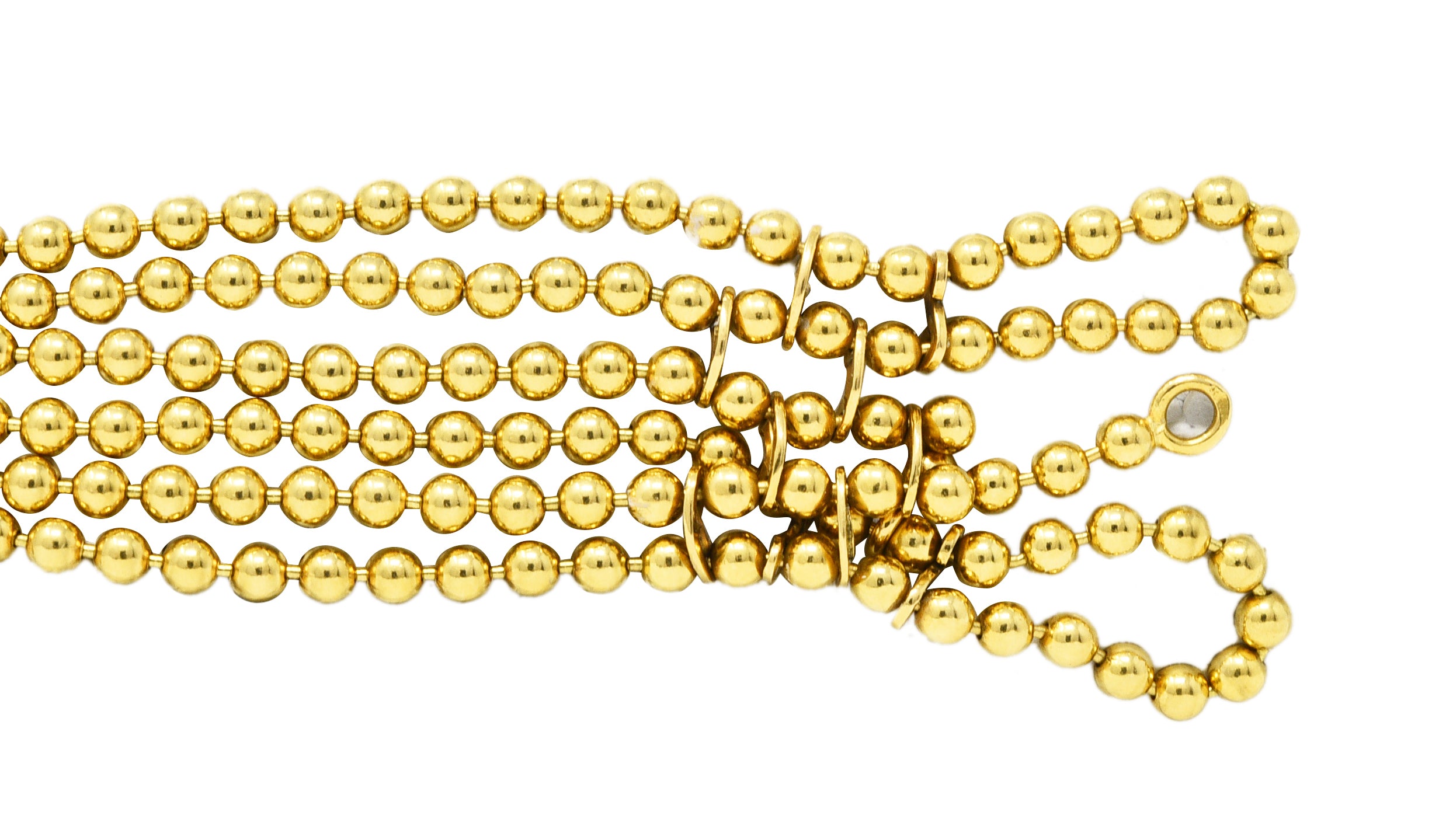 1999 Cartier 18 Karat Gold Bead Draperie Multi-Strand BraceletNecklace - Wilson's Estate Jewelry