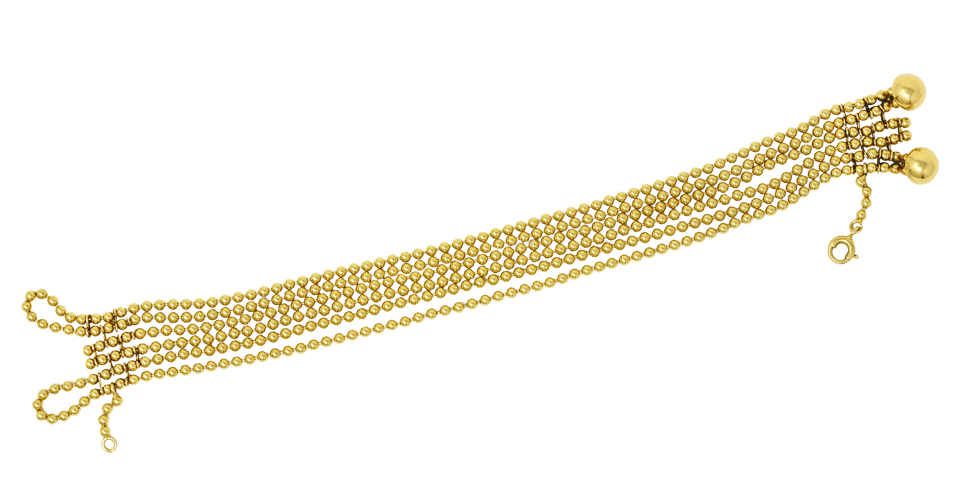 1999 Cartier 18 Karat Gold Bead Draperie Multi-Strand BraceletNecklace - Wilson's Estate Jewelry
