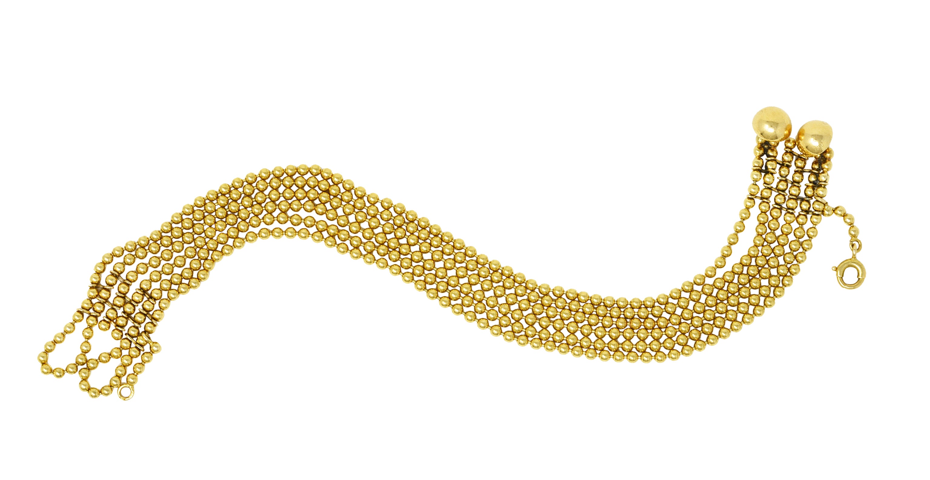 1999 Cartier 18 Karat Gold Bead Draperie Multi-Strand BraceletNecklace - Wilson's Estate Jewelry