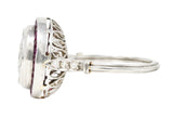 Vintage 4.40 CTW Old European Diamond Ruby Platinum Circular Halo Ring Wilson's Estate Jewelry