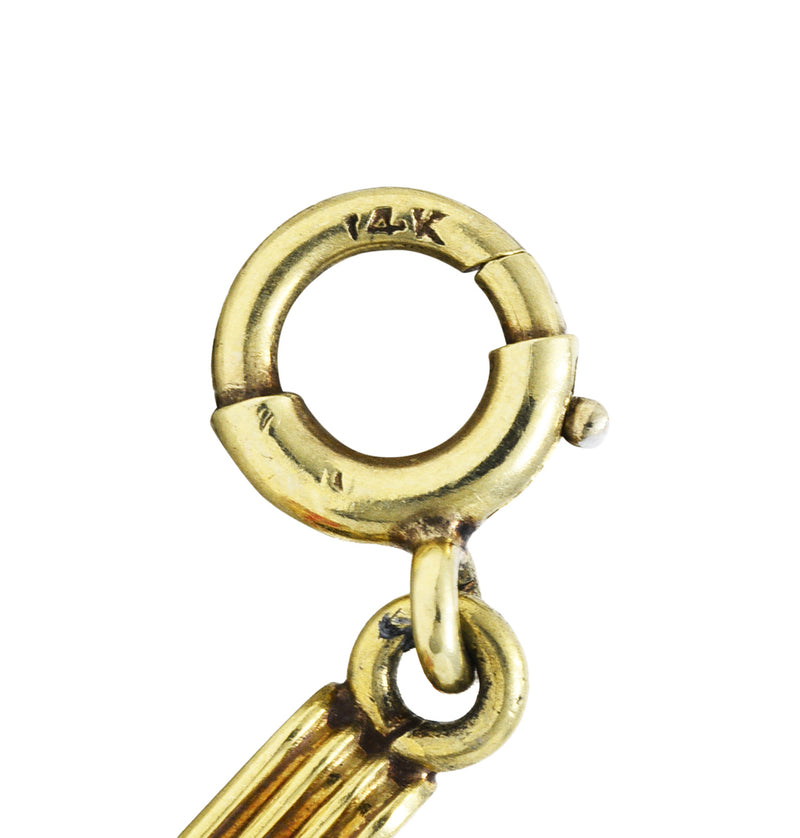 Art Deco Carnelian Guilloche Enamel 14 Karat Gold Link BraceletBracelet - Wilson's Estate Jewelry