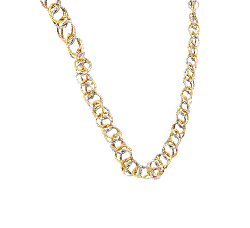 Buccellati Italy 18 Karat Tri-Colored Gold Hawaii Chain NecklaceNecklace - Wilson's Estate Jewelry