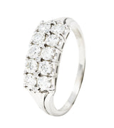 Jabel 1.00 CTW Diamond 18 Karat White Gold Double Row Vintage Band Ring Wilson's Estate Jewelry