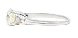 1950's Mid-Century 1.34 CTW Diamond Platinum Vintage Three Stone Engagement Ring Wilson's Estate Jewelry