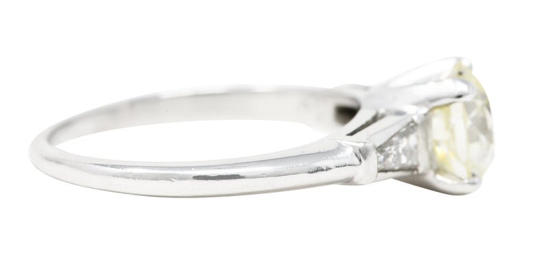 1950's Mid-Century 1.34 CTW Diamond Platinum Vintage Three Stone Engagement Ring Wilson's Estate Jewelry