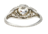 Art Deco 0.53 CTW Old Mine Diamond Platinum Orange Blossom Engagement Ring Wilson's Estate Jewelry