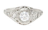 Edwardian 0.40 CTW Old European Cut Diamond Platinum Garland Foliate Antique Engagement Ring Wilson's Estate Jewelry