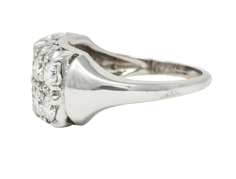 Retro 1.50 CTW Diamond 14 Karat White Gold Fishtail Vintage Band Ring