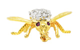 1960's 1.00 CTW Diamond Ruby 14 Karat Two-Tone Gold Bug Vintage Brooch Wilson's Estate Jewelry