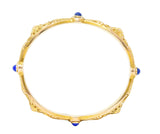 Art Nouveau Lapis Lazuli 14 Karat Yellow Gold Daisy Floral Antique Bangle Bracelet Wilson's Estate Jewelry
