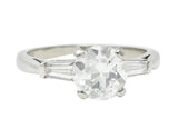 Mid-Century 1.45 CTW Round Diamond Platinum Engagement Vintage Ring GIA