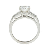 Mid-Century 1.45 CTW Round Diamond Platinum Engagement Vintage Ring GIA