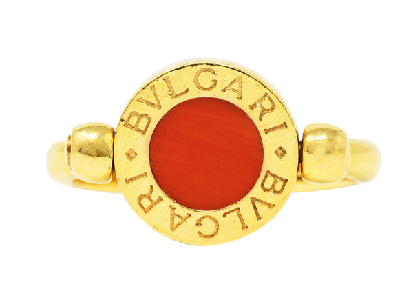 Bulgari Coral Onyx 18 Karat Yellow Gold Flip Band RingRing - Wilson's Estate Jewelry