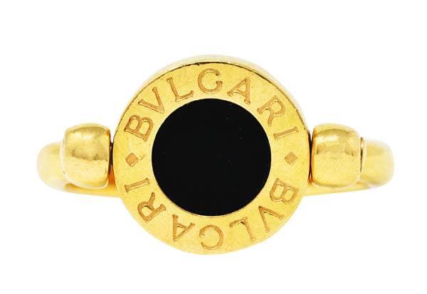 Bulgari Coral Onyx 18 Karat Yellow Gold Flip Band RingRing - Wilson's Estate Jewelry
