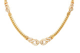 Cartier French 3.12 CTW Diamond 18 Karat Yellow Gold Agrafe Herringbone Twisted Rope Vintage Station Collar Necklace Wilson's Estate Jewelry