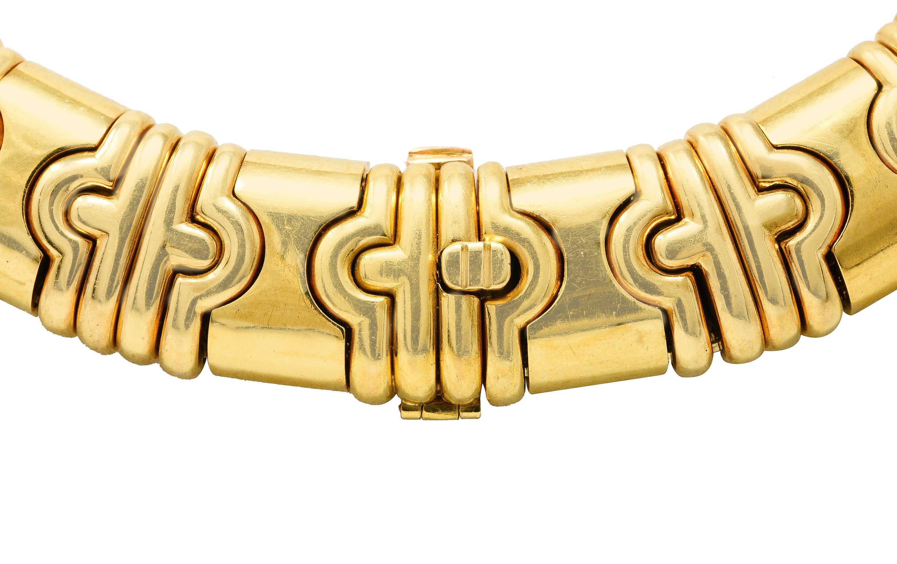 Bulgari 8.50 CTW Pavè Diamond 18 Karat Gold Vintage Parentesi Collar Necklace Wilson's Estate Jewelry