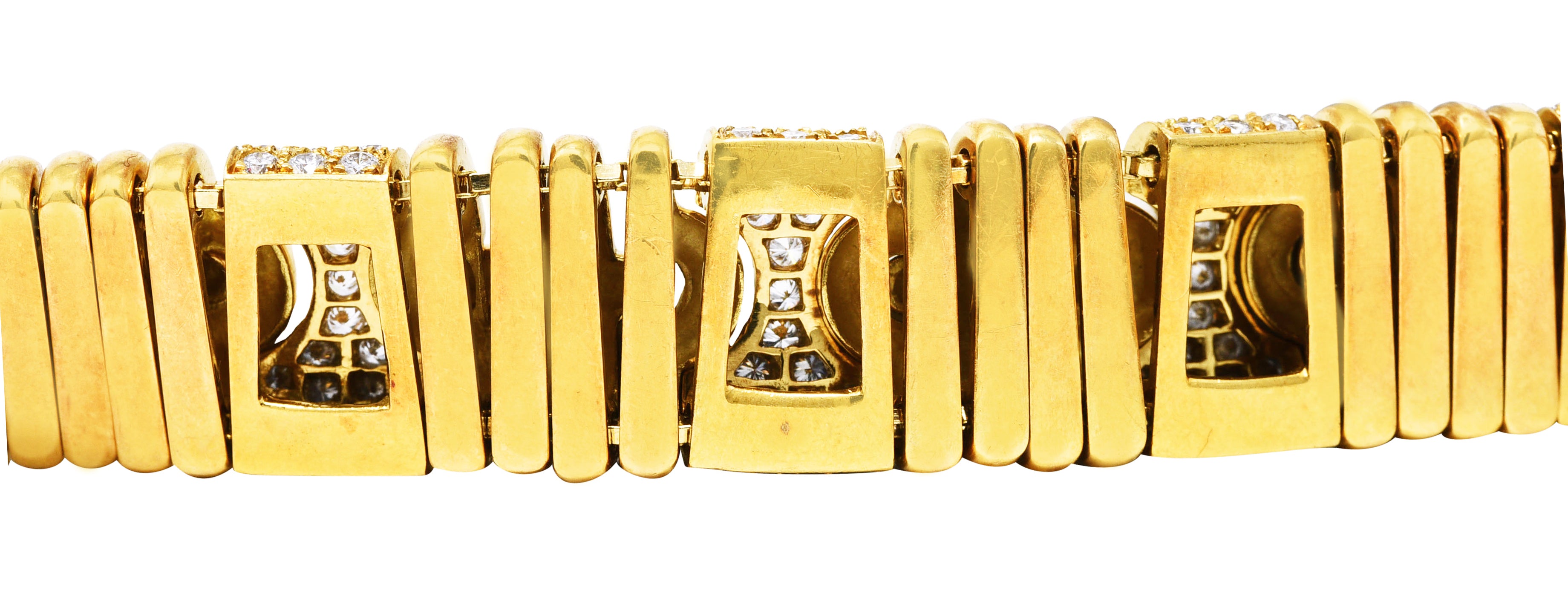 Bulgari 8.50 CTW Pavè Diamond 18 Karat Gold Vintage Parentesi Collar Necklace Wilson's Estate Jewelry