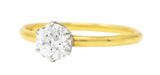 Tiffany & Co. Edwardian 0.61 CTW Old European Diamond Platinum 18 Karat Gold Antique Tiffany Setting Engagement Ring Wilson's Estate Jewelry