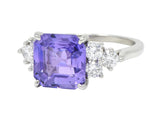 Contemporary 4.75 CTW No Heat Lavender Ceylon Sapphire Diamond Platinum Ring GIA